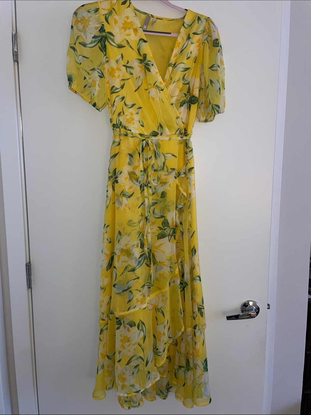 Yellow Floral Wrap Maxi Dress